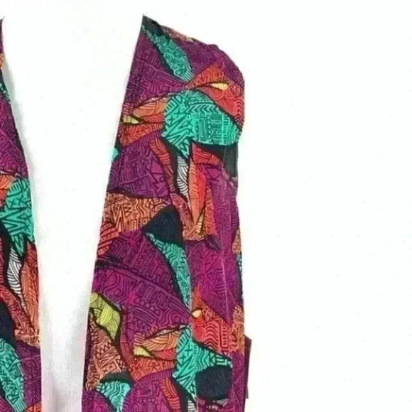 New Lularoe Joy Womens long vest duster size S 4-6 multicolored leaves - Picture 3 of 11